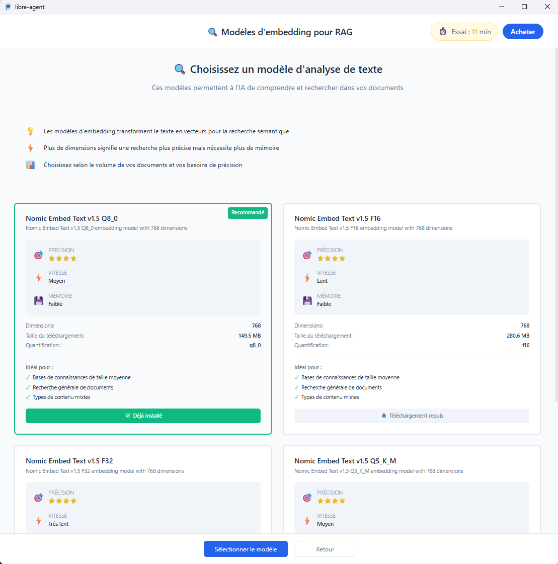 Téléchargement un modèlle d'embedding