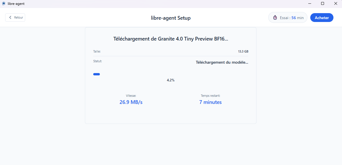Progression du téléchargement d'un modèle